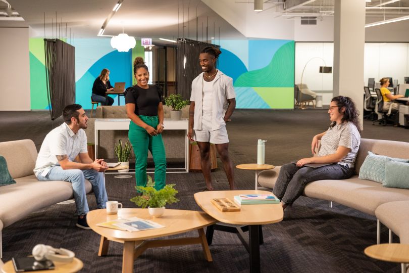 Sprout Social employees spend time at the office. 