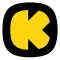 Yellow K in a rounded black square
